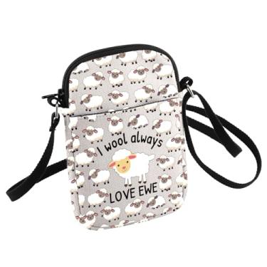 Imagem de HOLLP Funny Lambs Farm Animals Lovers Gifts I Wool Always Love Ewe Bolsa tiracolo Cordeiro Ovelha Trocadilho Trocadilho Viagem Pequena Bolsa Sling Bag, I Wool Always