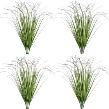 Imagem de Plantas artificiais, grama de trigo falsa, arbustos altos, folhas de plástico de vegetação sintética, decoração de interior, verde, casa, jardim, mesa de festa de Natal, centro de mesa, decoração de