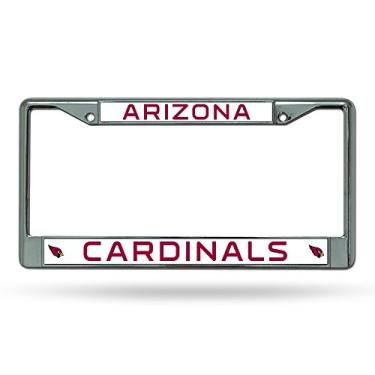 Imagem de Moldura para placa de licença cromada padrão NFL Rico Industries, Arizona Cardinals, 15 x 31 cm