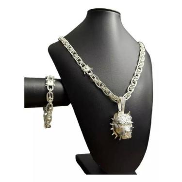 Imagem de Cordão pulseira pingente imperador 10mm banhado a prata 925 - ToJoia18