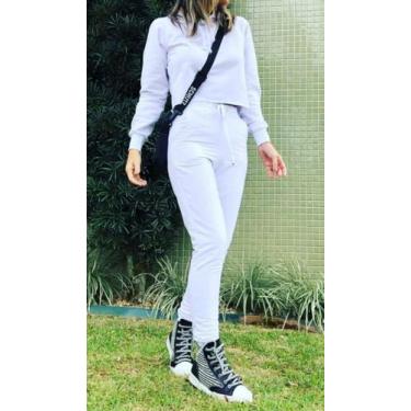 Imagem de Conjunto Feminino Cropped e Calça Joguer, em Moletom Outono Inverno - 