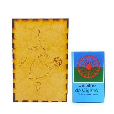 Imagem de Kit Baralho Tarô Cigano Lenormand e Porta Tarô Caixa Madeira - Flash