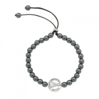 Imagem de Pulseira de Nossa Senhora Aparecida em Hematita - Gil e Jo
