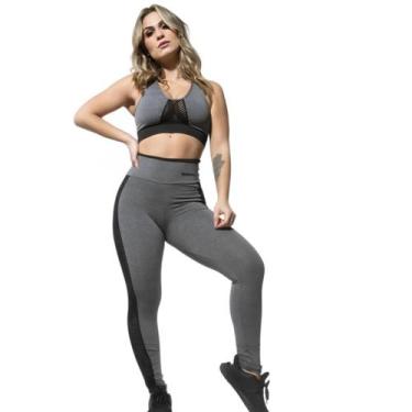 Imagem de Conjunto Fitness Legging E Top Com Detalhe Em Tela Academia - WarFit, 