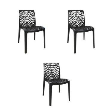 Imagem de Kit 3 Cadeiras Jantar Gruv Preta Poplipropileno - Rivatti