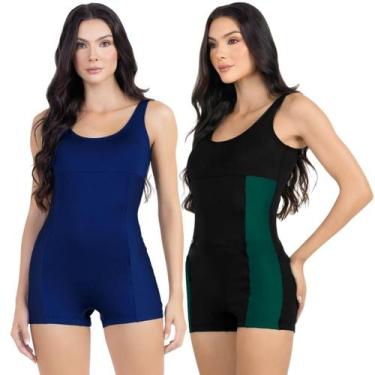 Imagem de Maiô Macaquinho Natação Hidroginástica Feminino Kit 2 Peças - HYPE MOD