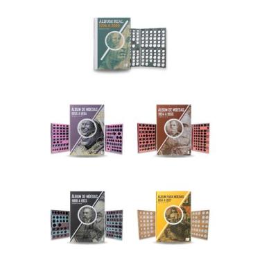 Imagem de 5 Álbuns Colecionáveis 1854 A 2050 Réis Ao Real Com Comemorativas - Nu