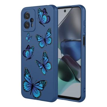Imagem de HTXWXJC Capa de telefone para Moto G23, Motorola G13 XT2331 XT2333 capa à prova de choque flexível bumper TPU capa macia padrão borboleta capa de telefone para Motorola Moto G23 borboleta azul