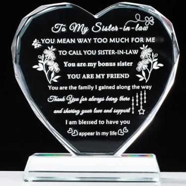 Imagem de YWHL Presentes de Aniversário para Cunhada, Lembranças de Cristal Em Forma de Coração, Presentes de Casamento para Cunhada, Ideias Exclusivas para Presentes de Cunhada para O Natal (, Claro)