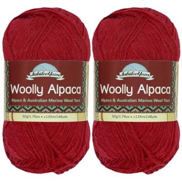 Imagem de JubileeYarn Fio de lã de alpaca - 50 g/novelo de lã de merino de alpaca australiana fina - pirulitos - 2 novelos