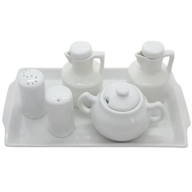 Imagem de Kit Cozinha - Bandeja + Saleiro Mesa + Paliteiro + kit 2 Galheteiros +