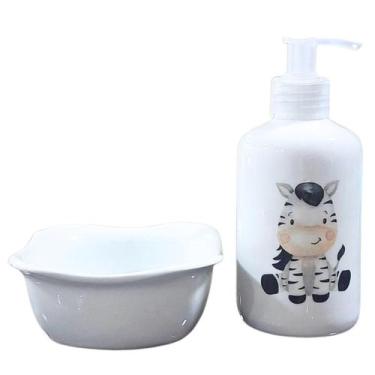 Imagem de Kit higiene bebê Safari 2 peças - Porta álcool e molhadeira - Peças Po