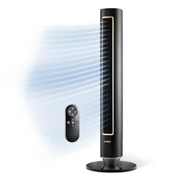 Imagem de LASKO Pinnacle Ventoinhas de torre de 102 cm para casa, fluxo de ar de 9,8 m/s, silencioso 24dB, oscilação de 90°, ventilador de pé para quarto com temporizador de 24 horas, motor CC, filtro de ar