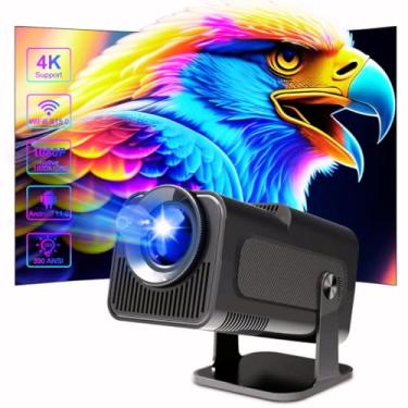 Imagem de Projetor Mini 4K Portátil Smart Android HD Wifi Bluetooth LED 1080p Full TV 110V/220V com HDMI 12,000 Lumens Led com 4D/4P e Auto de Correccao, 180° Giratorio, Zoom Eletronico