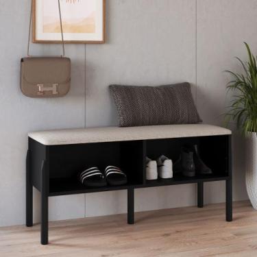 Imagem de Sapateira Banco Ártemis Estofada 93cm Pé Madeira Oslo Artesano, Nero/P