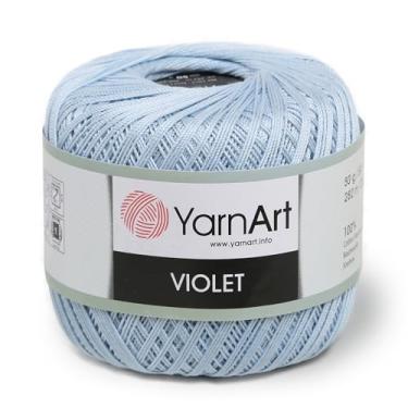 Imagem de 1 novelo YarnArt violeta, fio 100% algodão mercerizado, fio de crochê, fio de tricô à mão, bordado de artesanato (azul claro 4917)