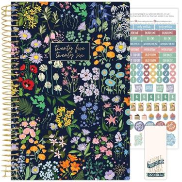Imagem de bloom daily planners Agenda do ano acadêmico 2025-2026 (julho de 2025 a julho de 2026) - Agenda A5 semanal e mensal com adesivos - 14 cm x 21 cm - Festa no jardim, azul-marinho