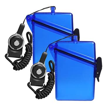 Imagem de CEYDEY Bolsa esportiva à prova d 'água para cartão de identificação com 2 pacotes com capa de cordão vários cartões de crédito, registro, cartão em caixa seca resistente e durável, Clear Blue