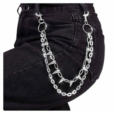 Imagem de Tgirls Correntes de calça Stars para mulheres e homens, hip hop, punk, corrente de bolso elegante em camadas para acessórios de calças, free size, Liga metálica, Sem Pedra Preciosa