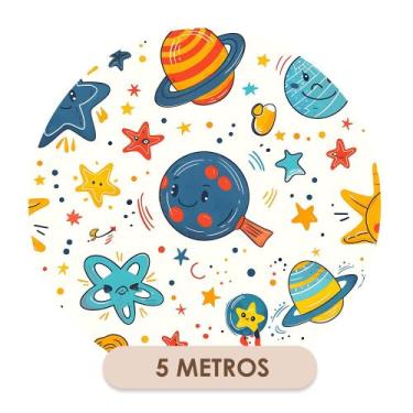 Imagem de Papel de Parede Adesivo Quarto Infantil Planeta Colorido - Bazar dos Q