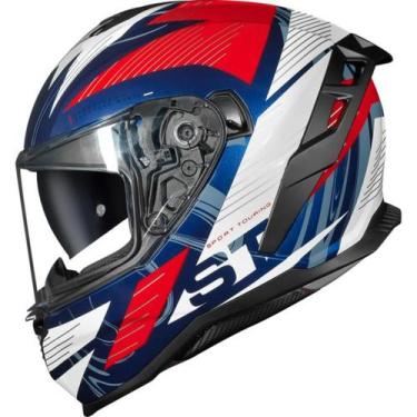 Imagem de Capacete Moto Norisk Strada II St Branco Azul Vermelho, P-56CM