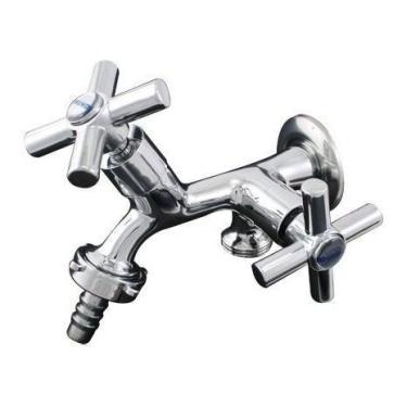 Imagem de 3153 C70 Torneira Dupla Duas Saídas Em Metal Cromado Para Tanques e Ár