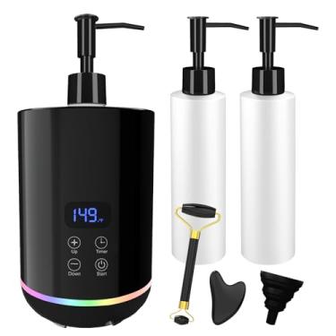 Imagem de Yofuly Aquecedor de loção, aquecedor digital de garrafa de óleo de massagem com luz atmosférica, dispensador elétrico portátil com creme para spa, salão e uso doméstico, preto