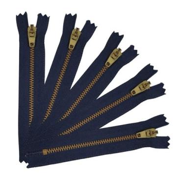 Imagem de Zíper Para Calça Jeans Metal - Tamanho 18cm Cor Azul - Kit Com 10 Unidades