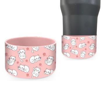 Imagem de ROYALTY ESSENTIALS Botas de silicone protetoras de silicone para garrafas de água Stanley, capa de manga antiderrapante, para garrafas de água de 7 a 7,5 cm (rosa gato)