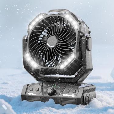Imagem de Ventilador de acampamento portátil, ventilador de mesa operado por bateria com controle remoto, horas de trabalho 27h, oscilação de 90°, temporizador, ventilador de barraca recarregável com gancho