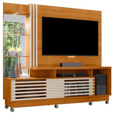 Imagem de Estante Home Theater Frizz Plus Com Rodízios Cinamomo Off White - Madetec