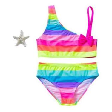 Imagem de Biquíni Maiô Colorido Infantil Rosa Azul Amarelo Laço F - Baby Plush, 