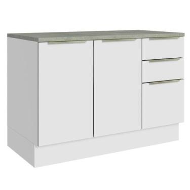 Imagem de Balcão De Pia 120Cm 2PTS 3GVT Branco Veludo Lux Madesa