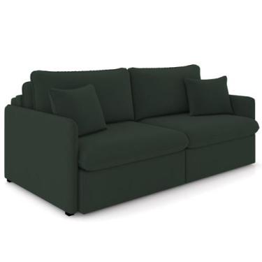 Imagem de Sofá Cama Retrátil Para Sala de Estar 214cm Una K01 Veludo Verde Musgo