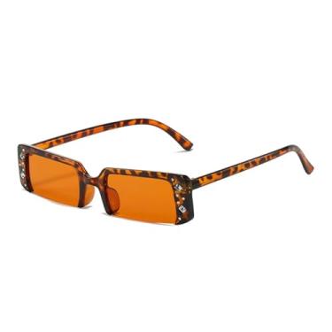 Imagem de JRLLFD Óculos de sol femininos vintage, meia armação, com lentes UV400, para fotografia de rua (laranja leopardo)