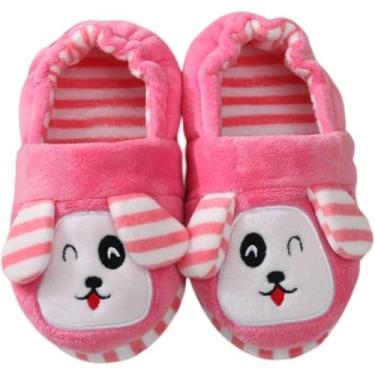Imagem de Crianças Witer Chinelos Witer Cute Pegui Kids Chinelos Confortável Baby Warm Cotto Shoes Meninos Ad Girls House Idoor Aimal Pelúcia, Dog, 8(Insole 15.5 cm)