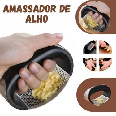 Imagem de Espremedor Amassador De Alho Manual Inox Utensílio Cozinha Cor Preto d