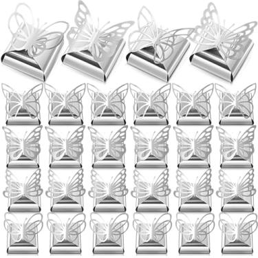 Imagem de Maitys 50 caixas metálicas a laser borboleta festa lembrancinha mini nupcial chá de bebê doces caixa de papel presente presente decoração para casamento, batismo, aniversário, festa de chá