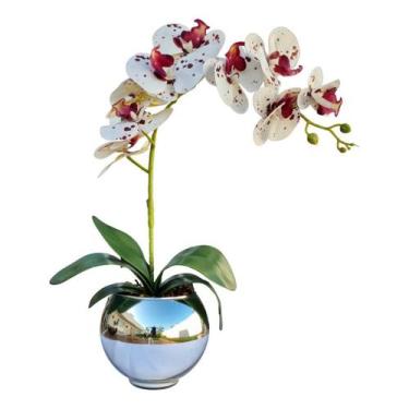 Imagem de Arranjo No Vaso Prata Flores Artificial Orquideas Tigrada - La Caza St