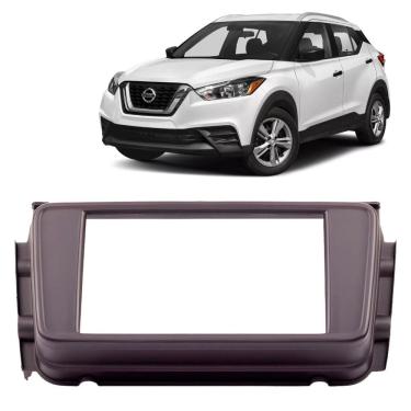 Imagem de Moldura Painel Central 2 Din Som Dvd Kicks 2016 à 2021 Preto Fosco