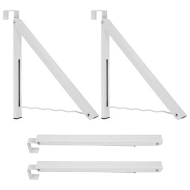 Imagem de LZVXTYM 4 peças de escorredor sobre a porta, ganchos dobráveis sobre a porta, organizador de pendurar roupas, trilho com 4 ranhuras para roupas, casacos, chapéus, bolsas e toalhas