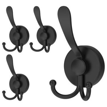 Imagem de 2/4 peças de ganchos de ventosa de aço inoxidável para chuveiro interno, ganchos de chuveiro resistentes com três garras para banheiro, parede, cozinha, espelho, azulejo para pendurar toalhas, roupões