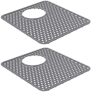 Imagem de 2 peças de tapetes protetores de pia, tapete de pia de cozinha de silicone, protetores de pia para pia de cozinha, tapetes de fundo de pia enroláveis, grade para fundo de cozinha da pia de porcelana