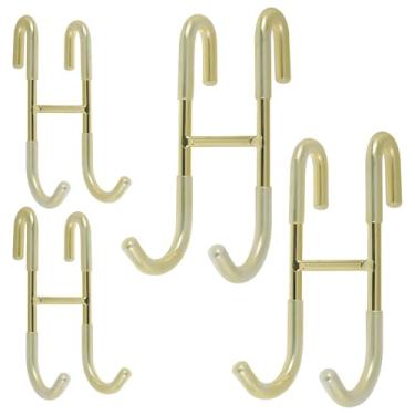 Imagem de Pacote com 4 ganchos de porta de chuveiro, ganchos de toalha para porta de chuveiro de vidro sem moldura, ganchos de toalha de banheiro, ganchos de chuveiro para economizar espaço (ouro)
