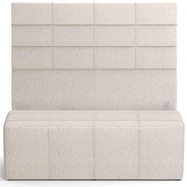 Imagem de Kit Cabeceira Cama Box Casal 140cm com Calçadeira Roma W01 Linho Cru - Lyam