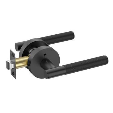 Imagem de Maçanetas de porta Amerdeco, interior preto fosco com fechadura, pacot