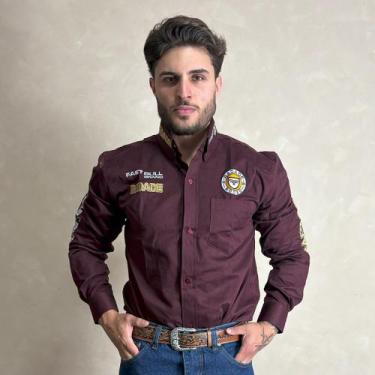 Imagem de camisa country radade manga longa rodeio cowboy masculina festa peao, 