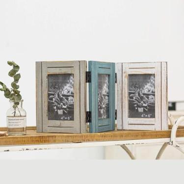 Imagem de Porta-retratos RiteSune Rustic 3 dobrável 5x7 com dobradiça tripla