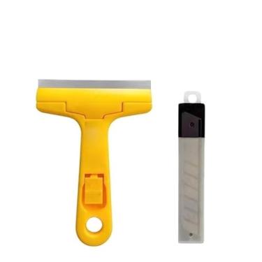 Imagem de Conjunto de raspadores multiuso de 2 peças com várias lâminas profissionais para limpar caixas, vidros, pisos e azulejos de cerâmica(1 Raspador + 6 Lâminas)