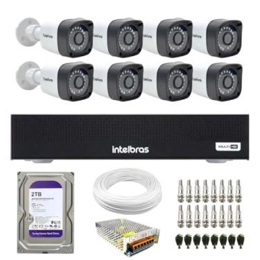 Imagem de Kit 8 Câmeras Tudo Forte TF 2020 B Full HD Bullet Visão Noturna 20M IP66 + DVR Gravador Intelbras MHDX 3108-C 8 Canais + HD 2TB